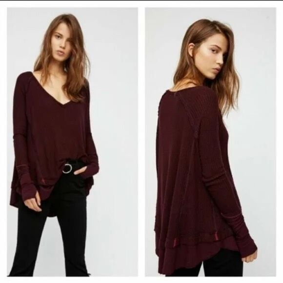 We Free People We The Free Laguna Burgundy Thermal Size XS - Picture 1 of 11